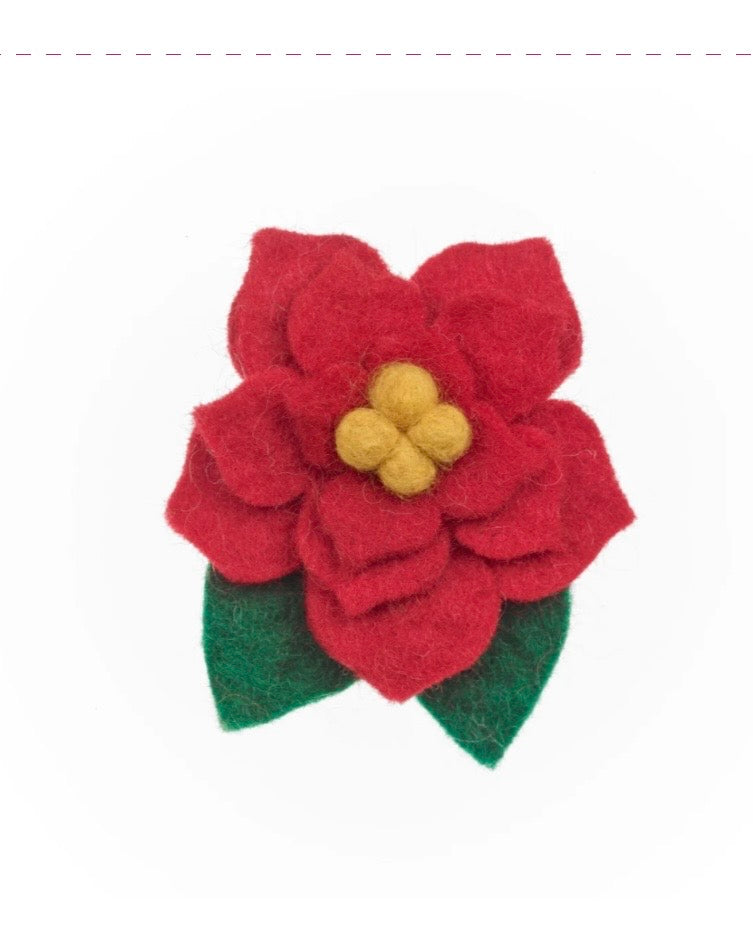 Handmade Felt Christmas Poinsettia Brooch