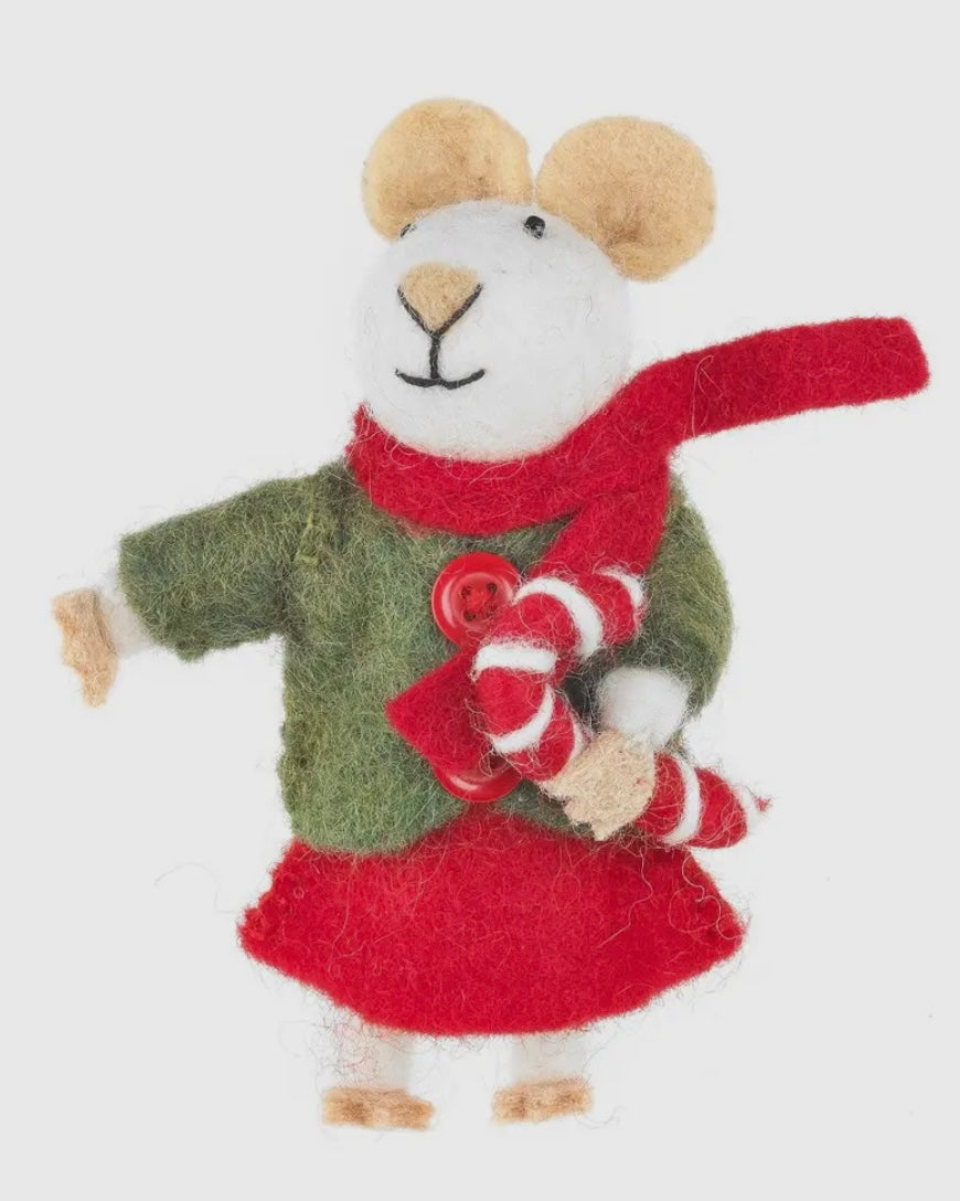 Handmade Christmas Mouse Hanging Decoration