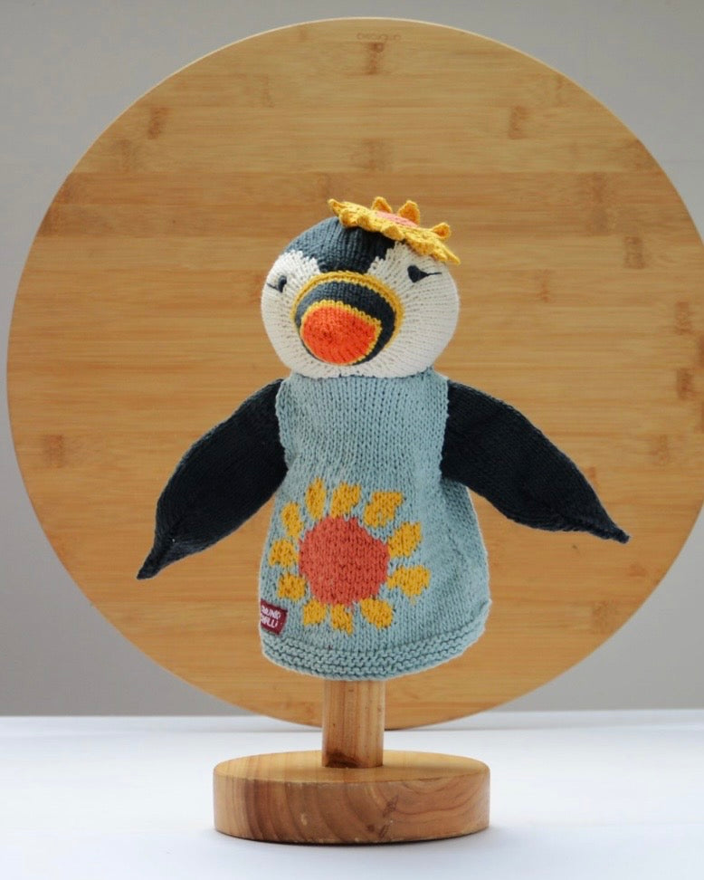 Knitted Puffin Hand Puppet Toy