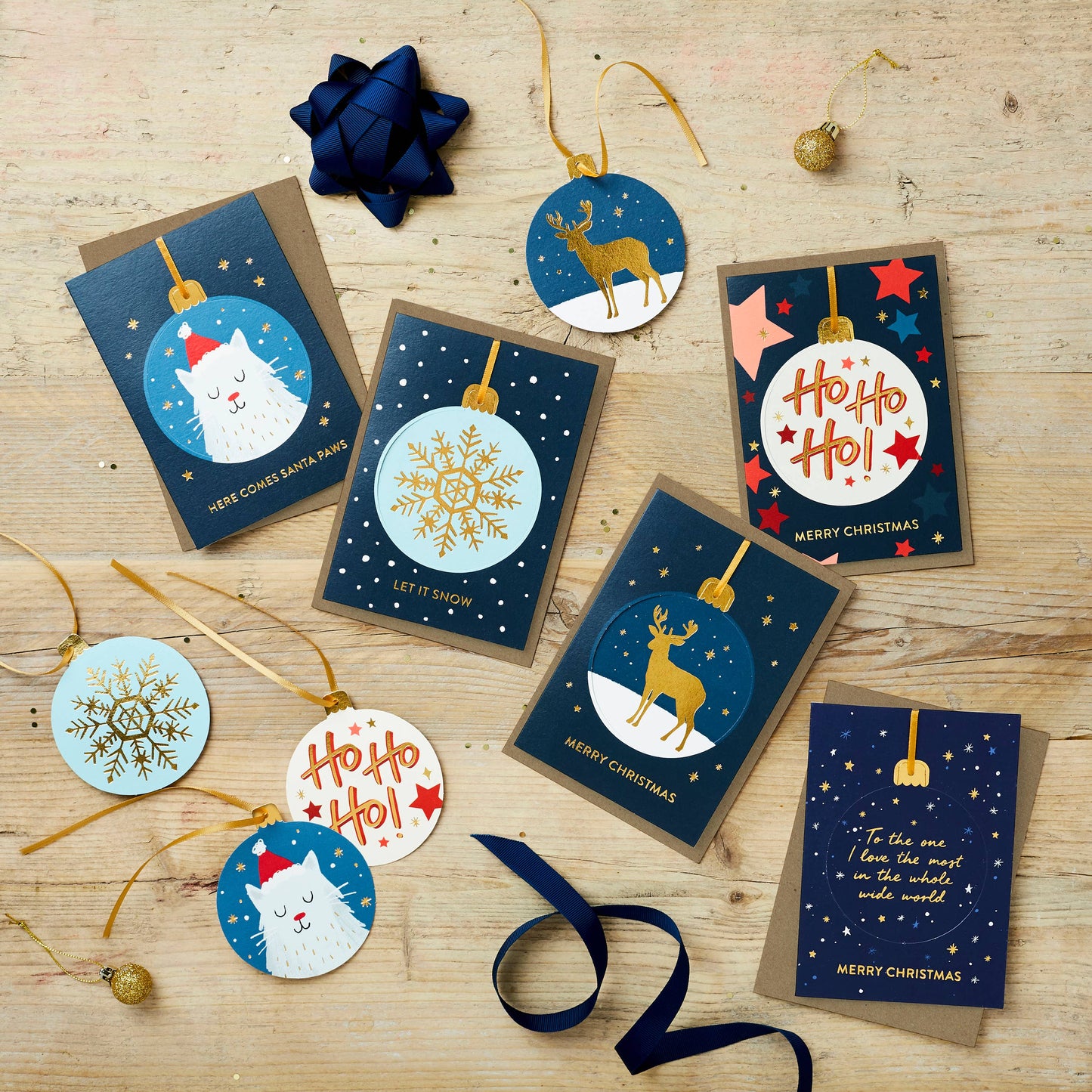 Santa Paws Cat Pop-out Christmas Bauble Card