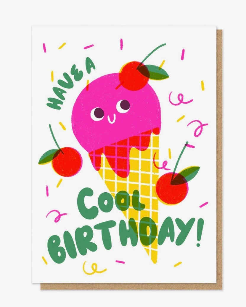 Cool Ice Cream Birthday Letterpress Card
