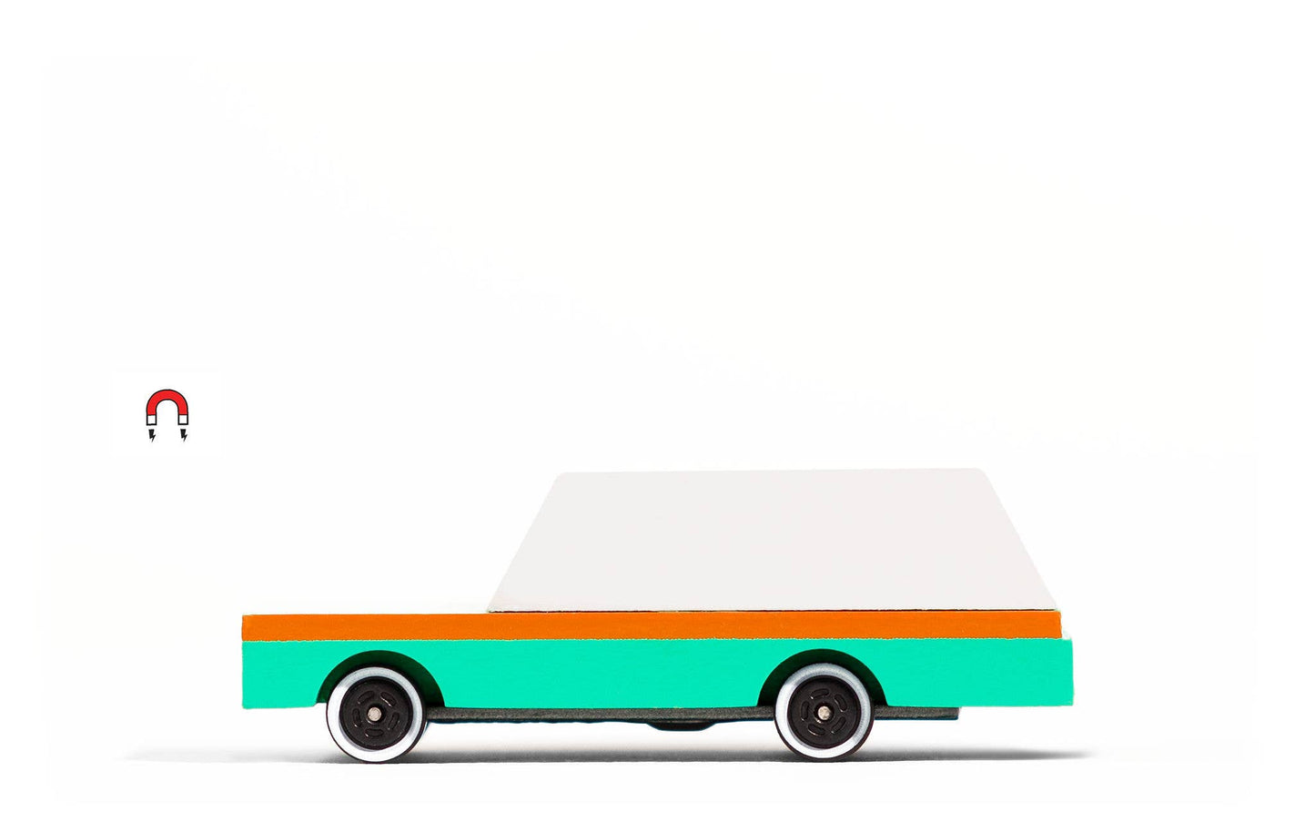 Wooden Teal Wagon Toy Car