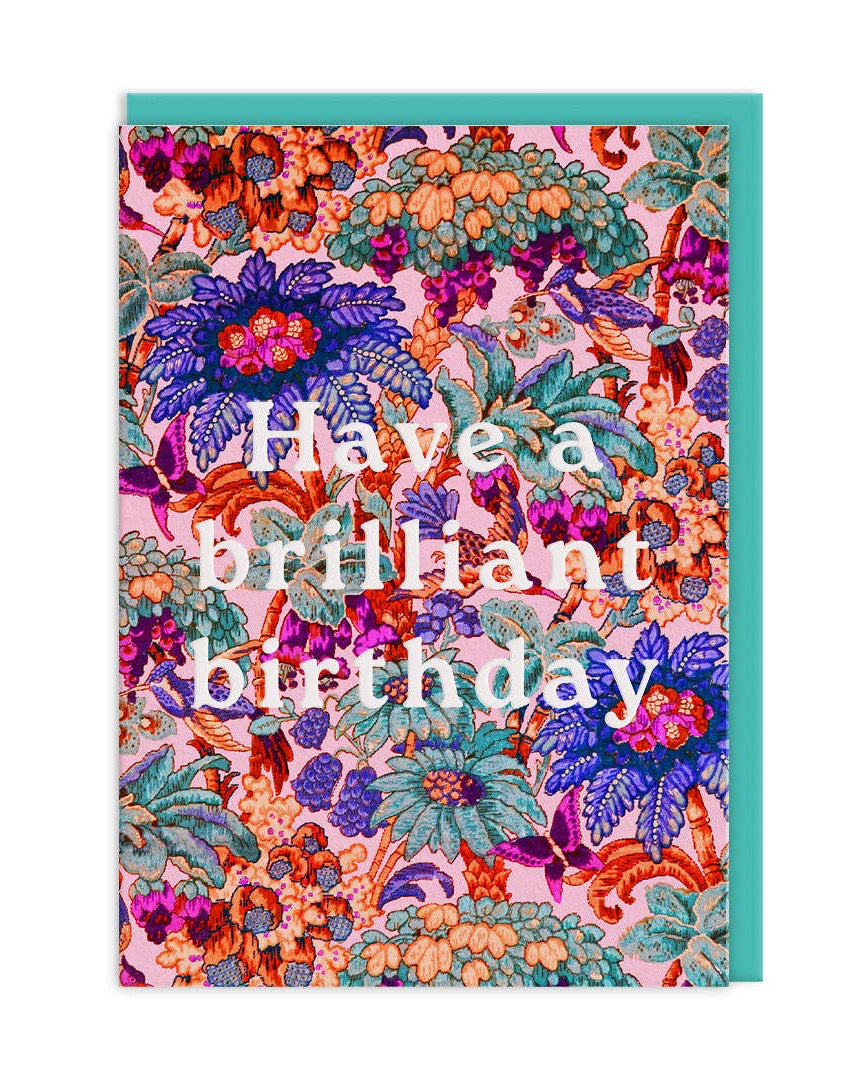 Neon Floral Coral Jungle Birthday Card