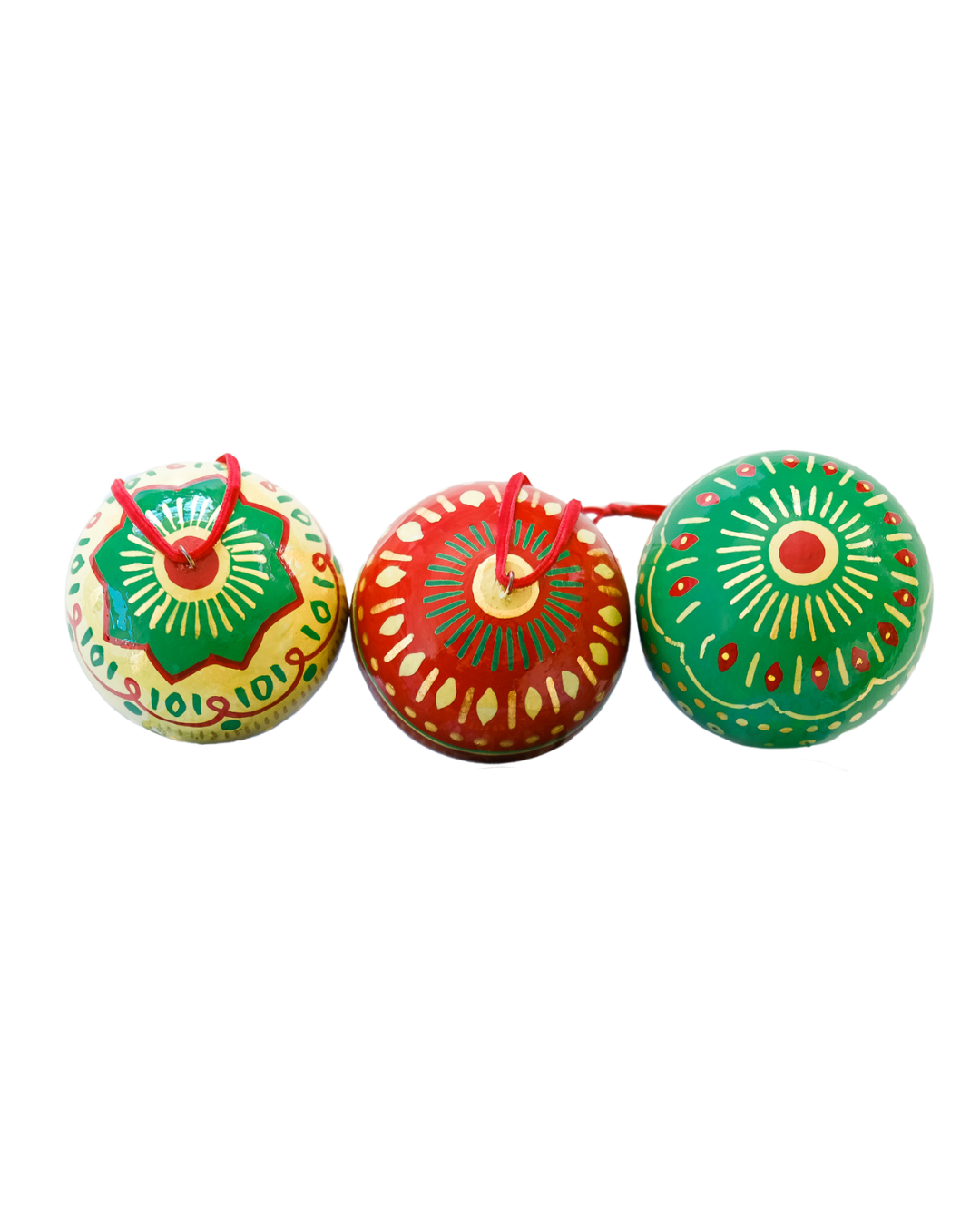 Jolly Green Bauble Bag - Set of Three Paper Baubles