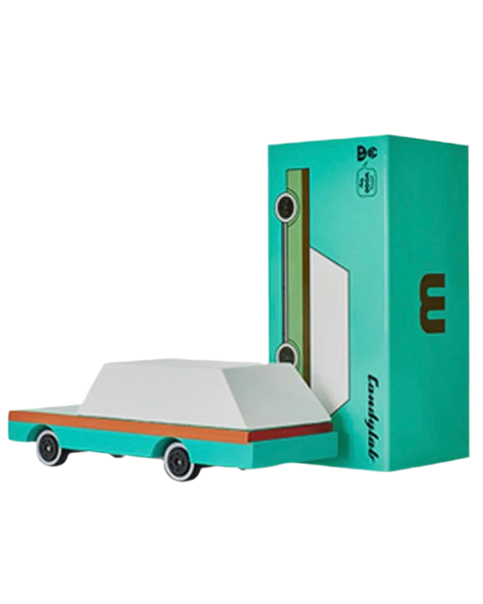 Wooden Teal Wagon Toy Car