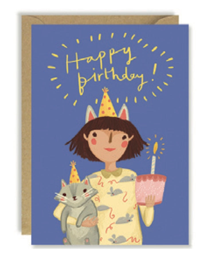 Birthday Hat Cat Card-Joy Nevada-My Beautiful Caravan