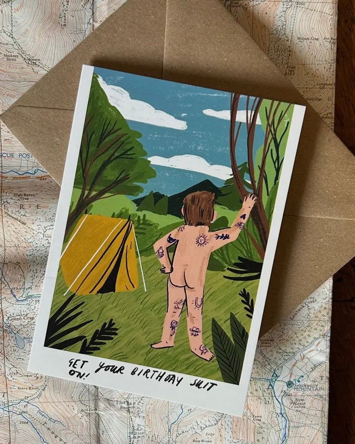 Birthday Suit Card-Dick Vincent Illustrations-My Beautiful Caravan