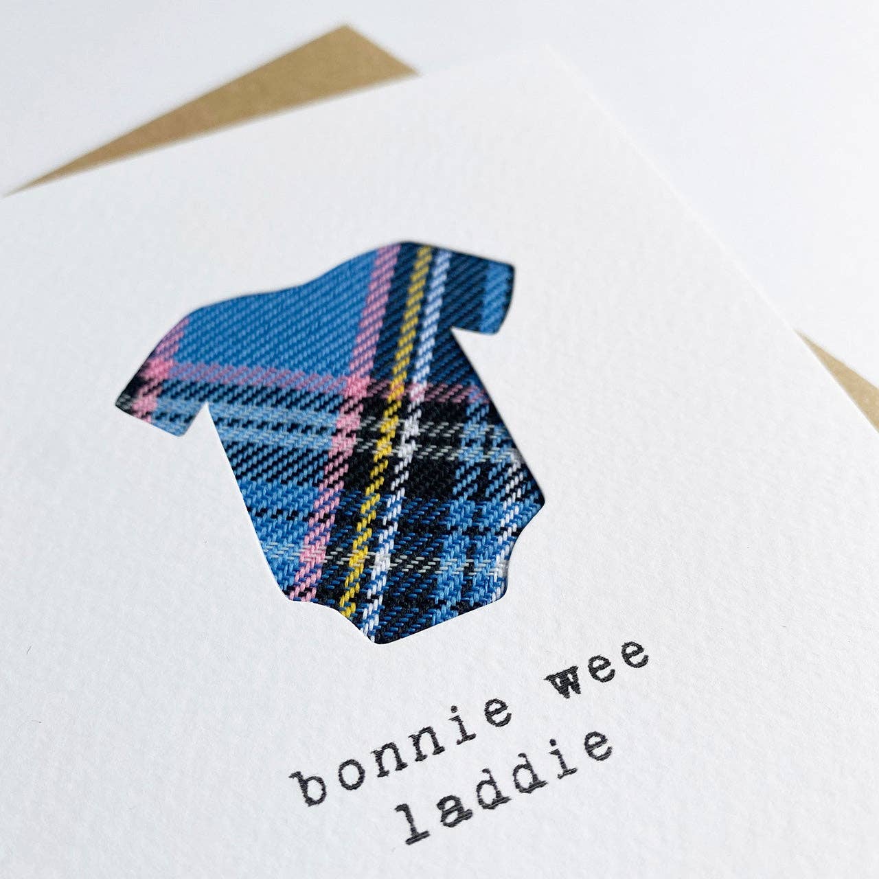 Bonnie Wee Laddie Scottish Greeting Card with Real Tartan-Hiya Pal-My Beautiful Caravan