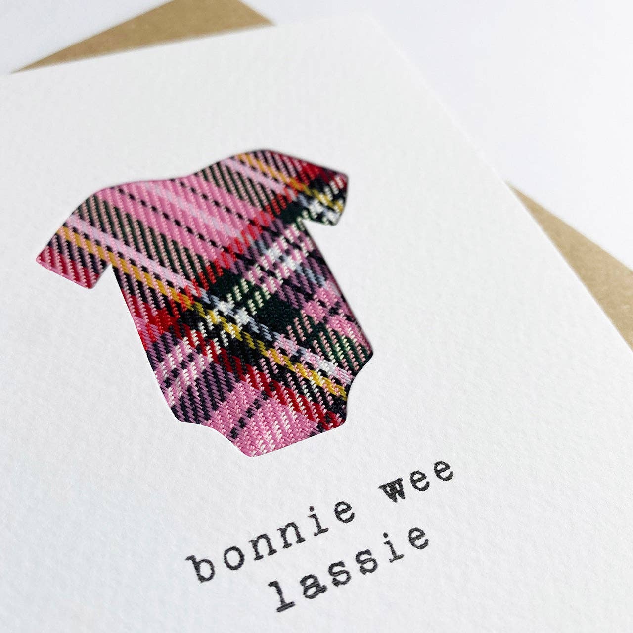 Bonnie Wee Lassie Scottish Greeting Card with Real Tartan-Hiya Pal-My Beautiful Caravan