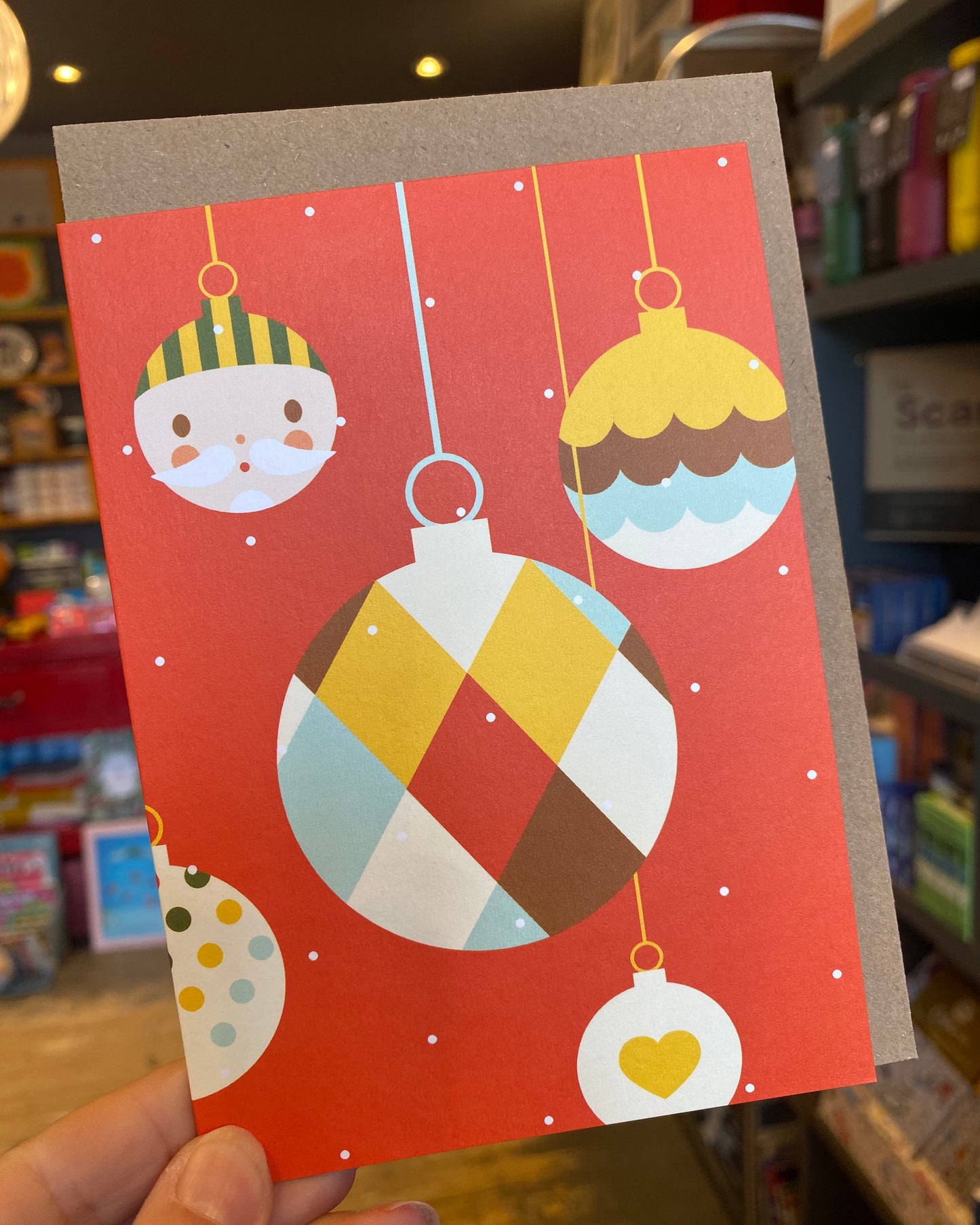 Christmas Baubles Card-Dicky Bird-My Beautiful Caravan