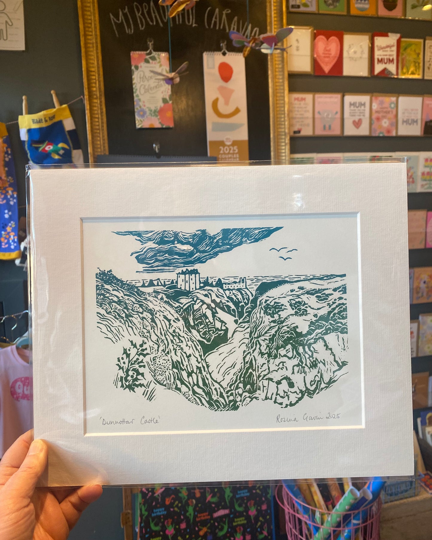 Dunnottar Castle Linocut Print by Rosina Gavin-Rosina Gavin-My Beautiful Caravan