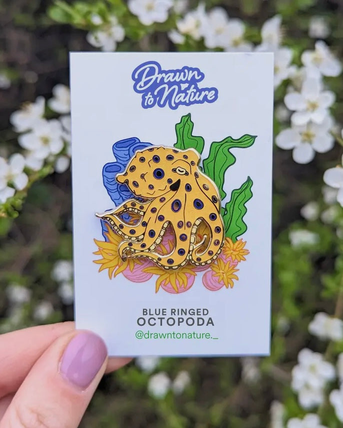 Blue Ring Octopus Pin