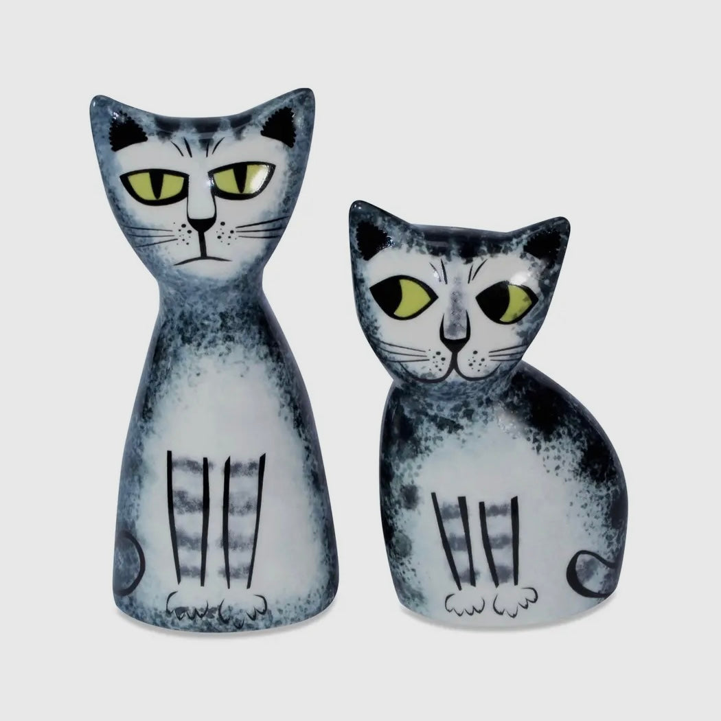 Grey Tabby Cat Salt & Pepper Shakers