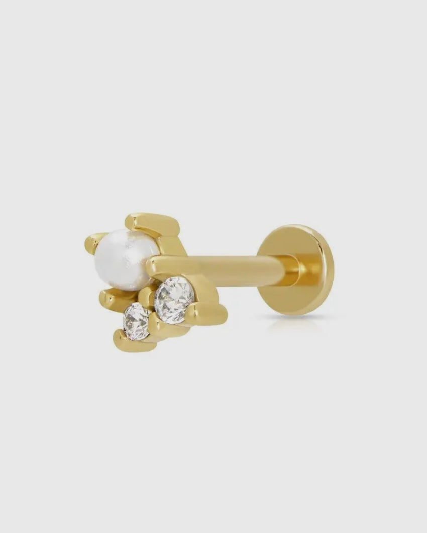 Hannah Martin Pearl & Sparkle Single Earring (Flat Backed)