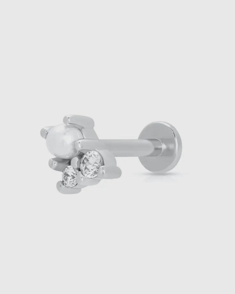 Hannah Martin Pearl & Sparkle Single Earring (Flat Backed)