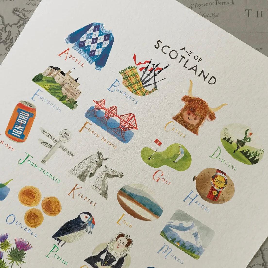 A-Z Of Scotland A3 Print