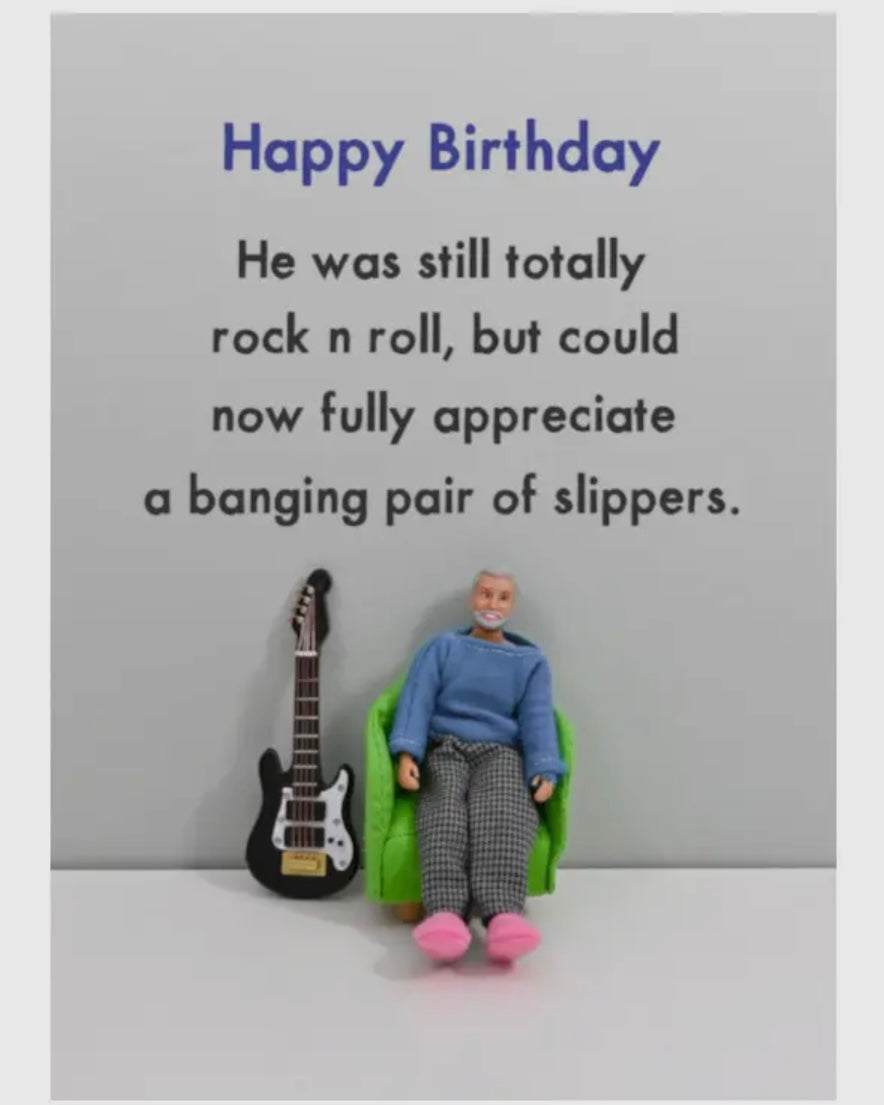 Rock N Roll Slippers Birthday Card - Jeffrey & Janice
