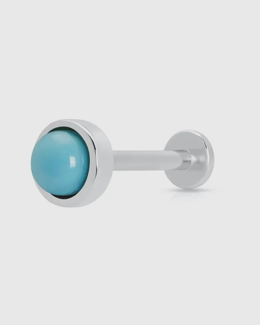 Turquoise Cabochon Single Earring (Flat Backed)