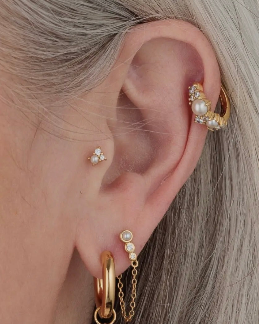 Hannah Martin Pearl & Sparkle Single Earring (Flat Backed)