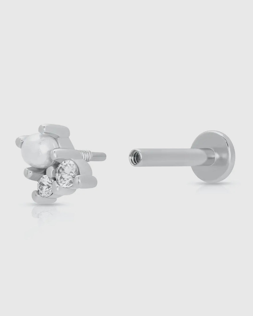 Hannah Martin Pearl & Sparkle Single Earring (Flat Backed)
