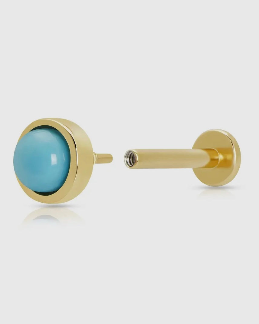 Turquoise Cabochon Single Earring (Flat Backed)