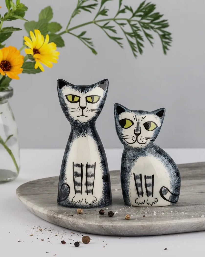Grey Tabby Cat Salt & Pepper Shakers