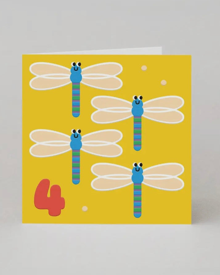 4th Birthday Dragonflies Card