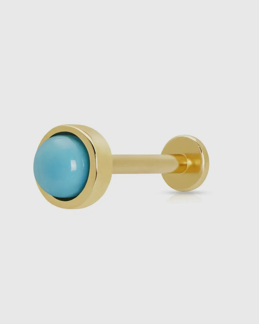 Turquoise Cabochon Single Earring (Flat Backed)