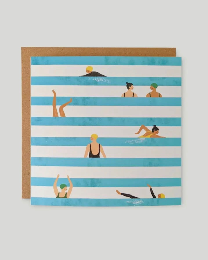 Swimmers Stripes Greetings Card
