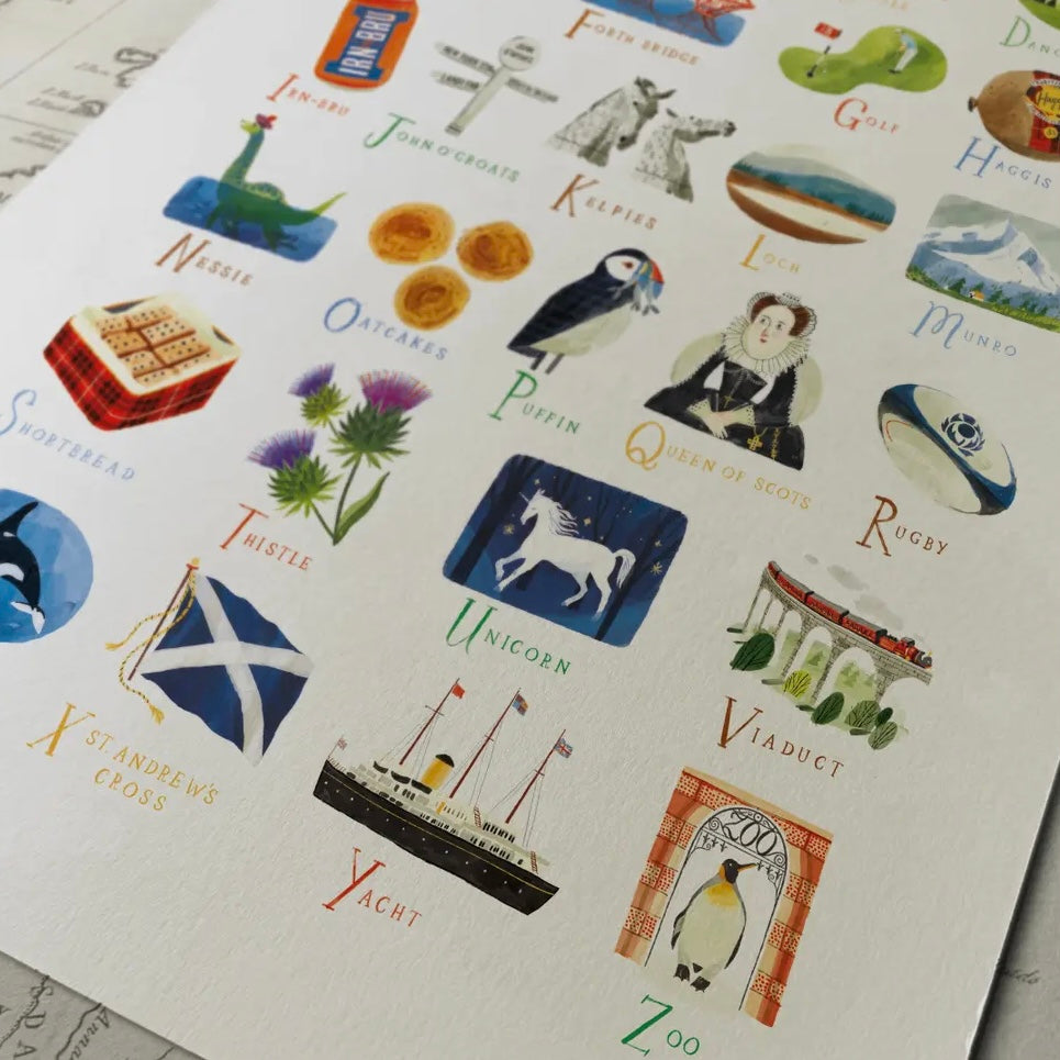 A-Z Of Scotland A3 Print