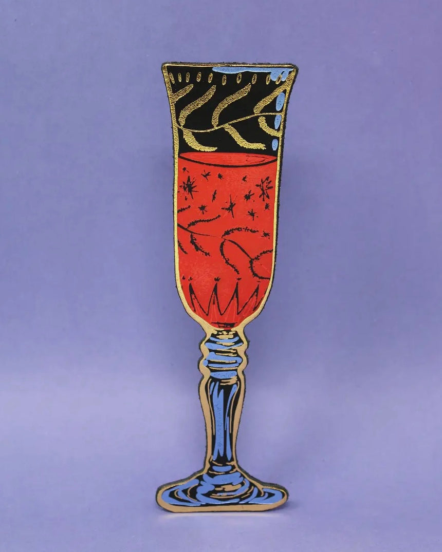 Wine Glass Leather Bookmark