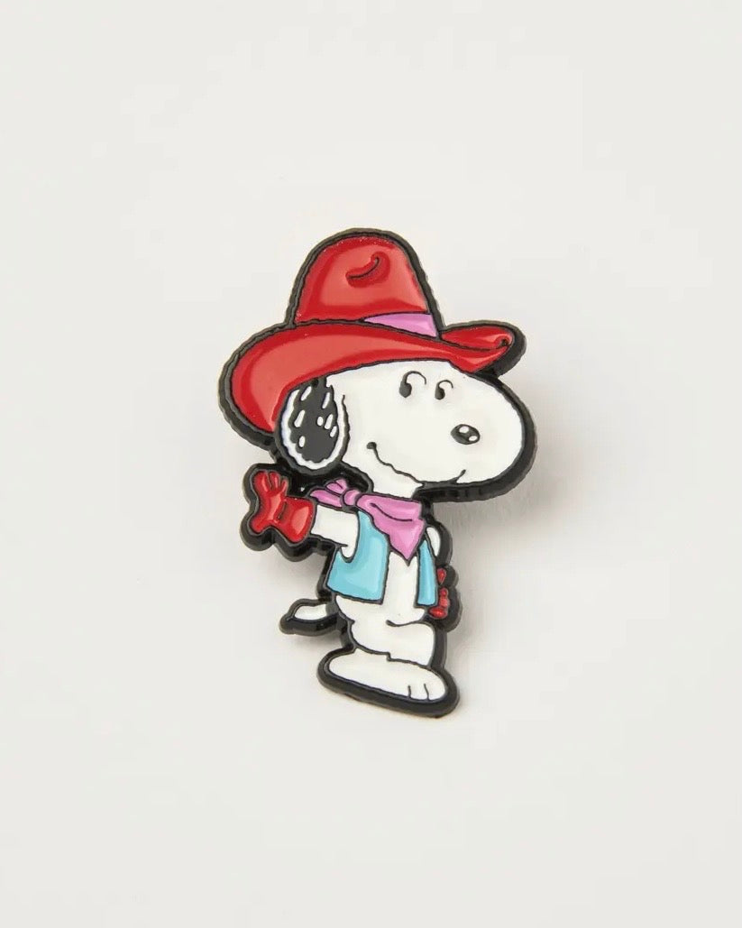 Snoopy character wearing a red cowboy hat and neckerchief on a white background