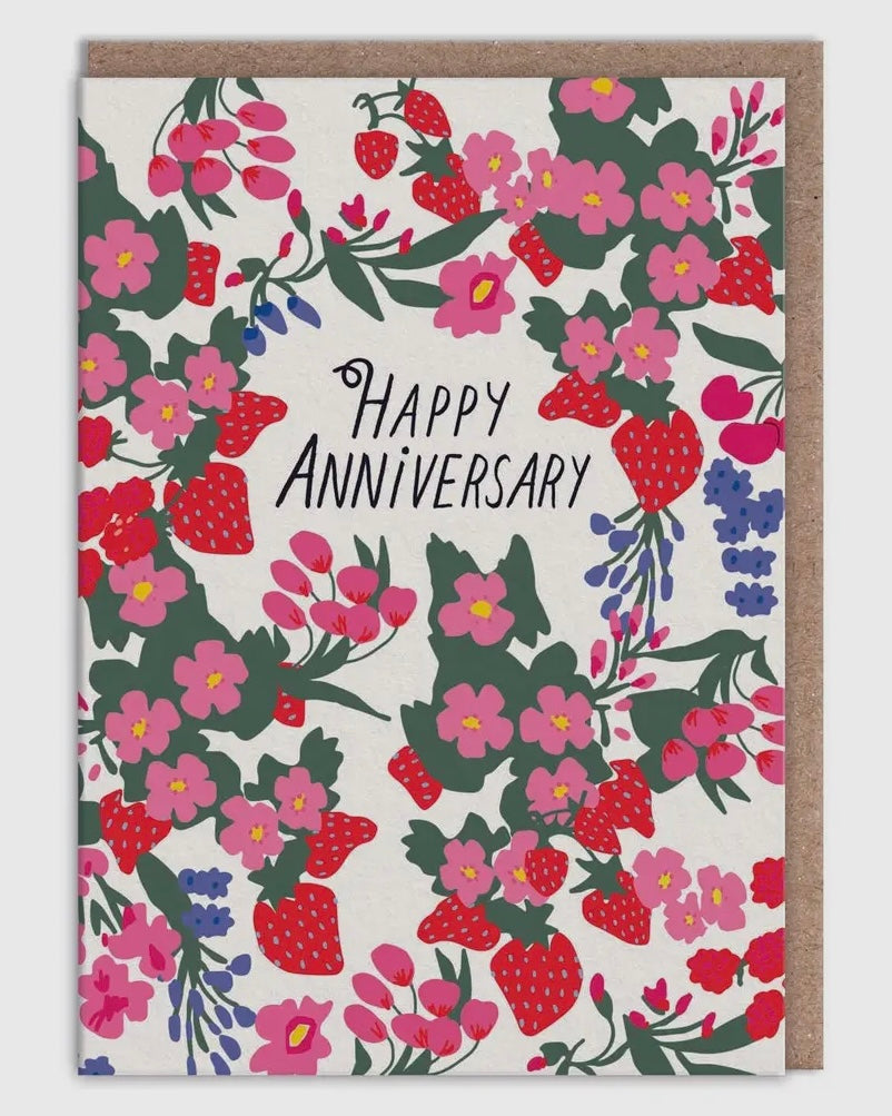 Red Floral Happy Anniversary Card-Ohh Deer-My Beautiful Caravan