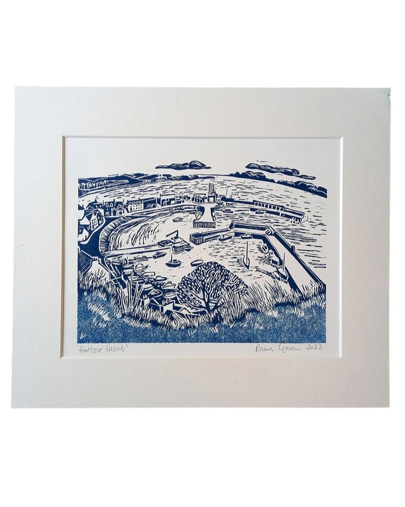 Stonehaven Harbour Linocut Print by Rosina Gavin-Rosina Gavin-My Beautiful Caravan