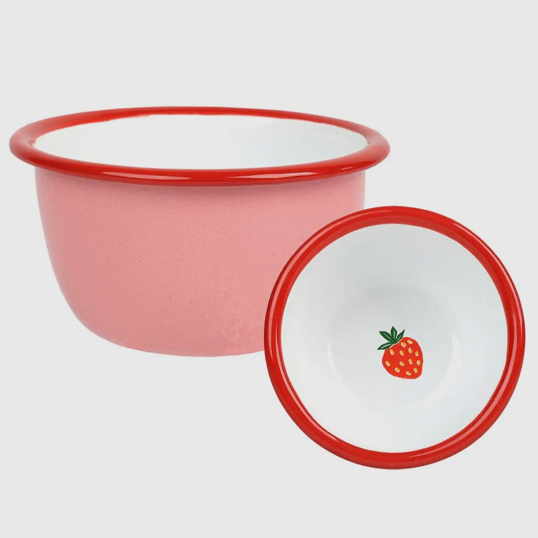 Strawberry Enamel Bowl-Talking Tables-My Beautiful Caravan