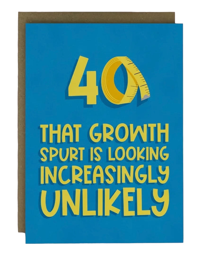 Unlikely Growth Spurt 40th Birthday Card-Running With Scissors-My Beautiful Caravan