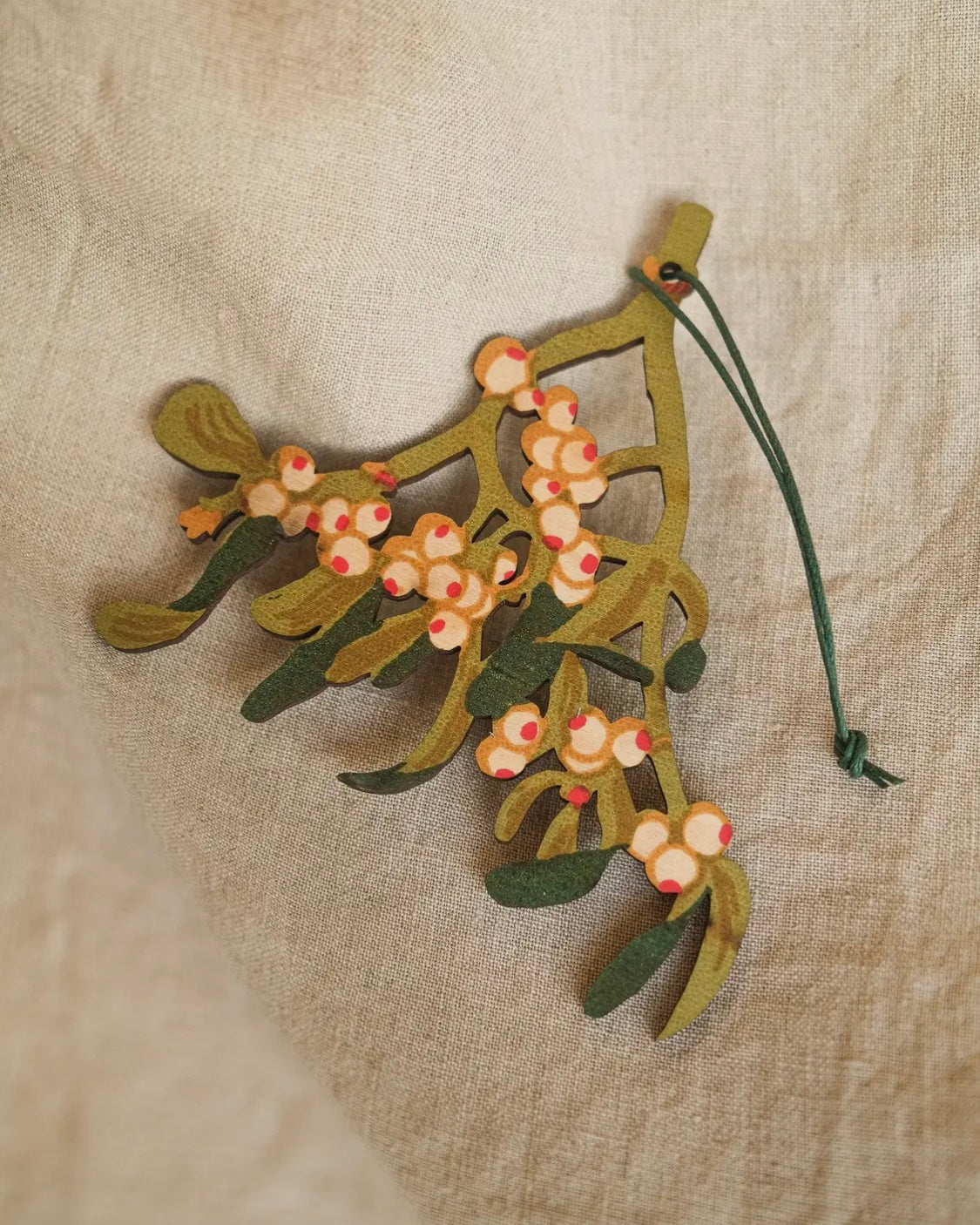 Wooden Mistletoe Ornament-East End Press-