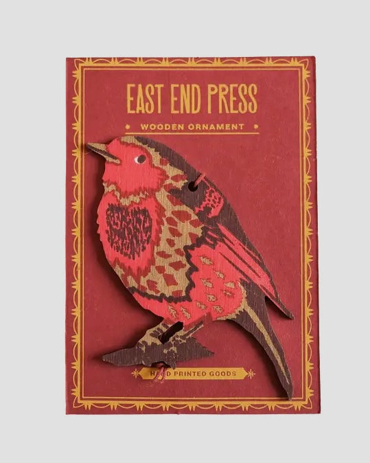 Wooden Robin Ornament-East End Press-