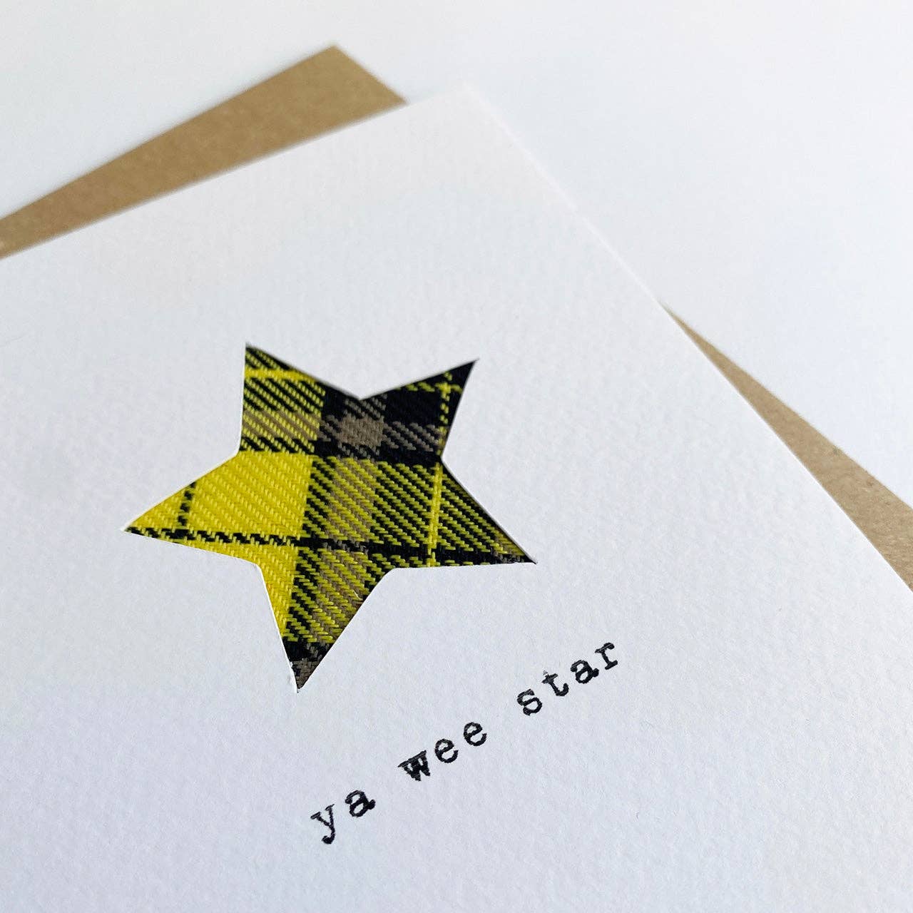 Ya Wee Star Scottish Thank You Card with Real Tartan-Hiya Pal-My Beautiful Caravan