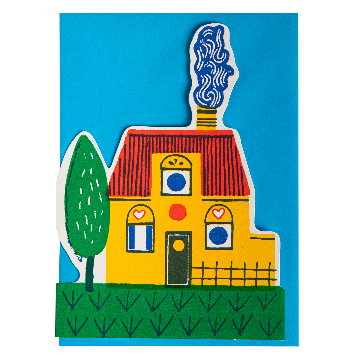 Yellow Home Letterpress Cut-out Card