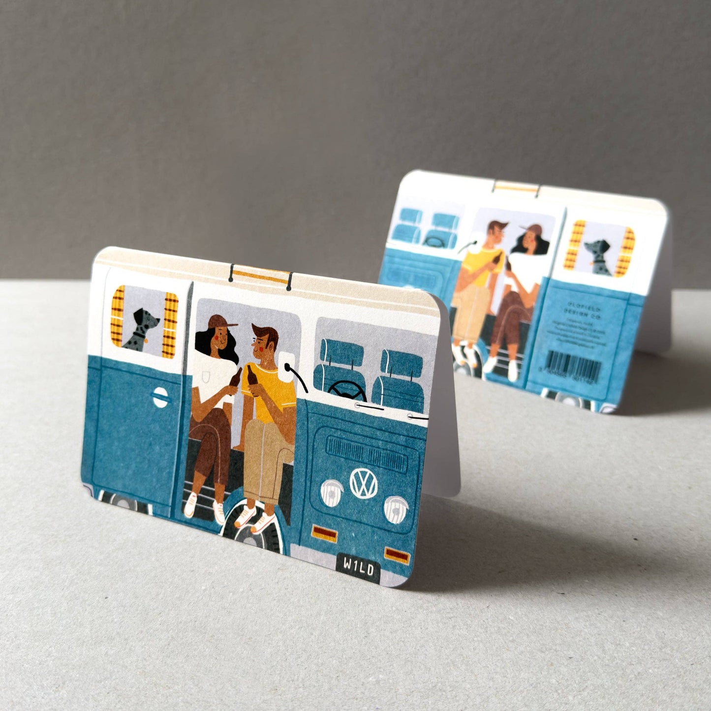 Blue Campervan Greetings Card