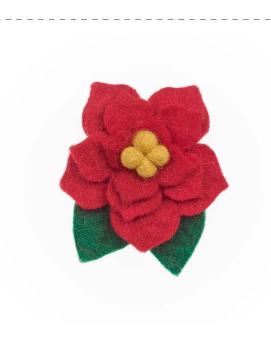 Handmade Felt Christmas Poinsettia Brooch