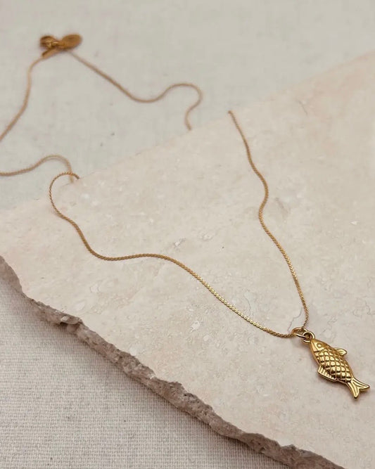 Gold Fish Charm Necklace