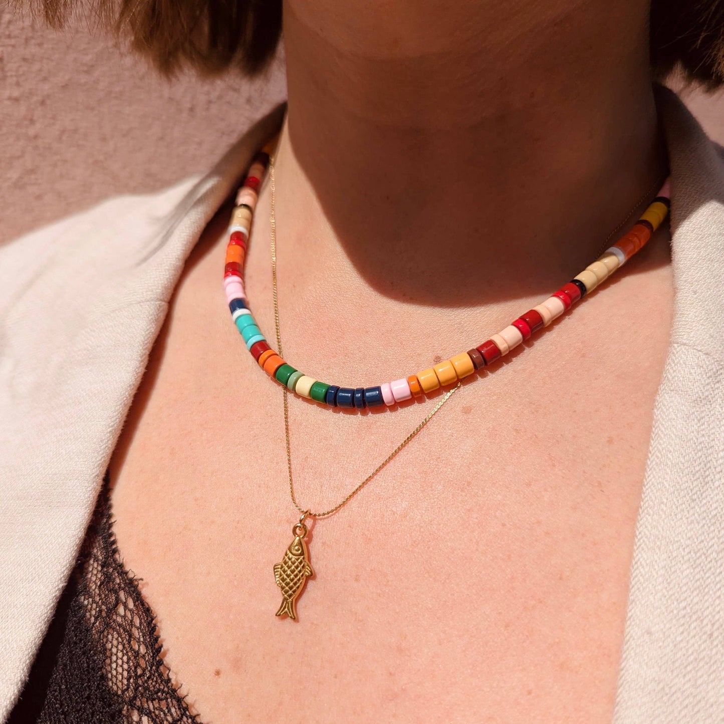 Gold Fish Charm Necklace