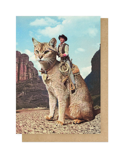 Cat Lone Ranger Greetings Card