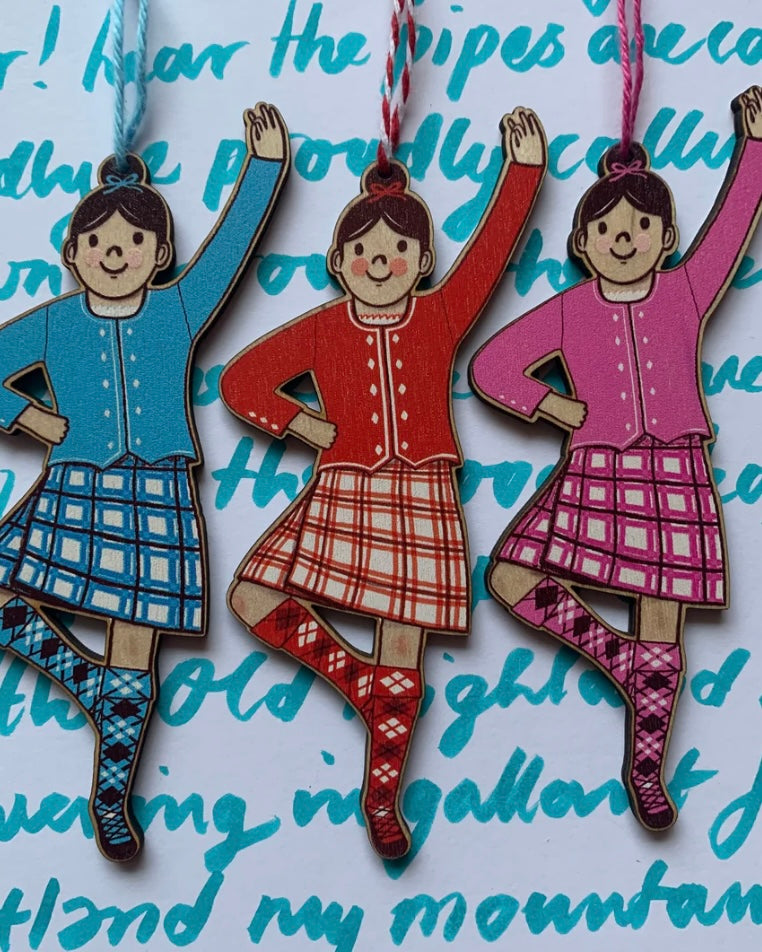Highland Dancer Wooden Decoration