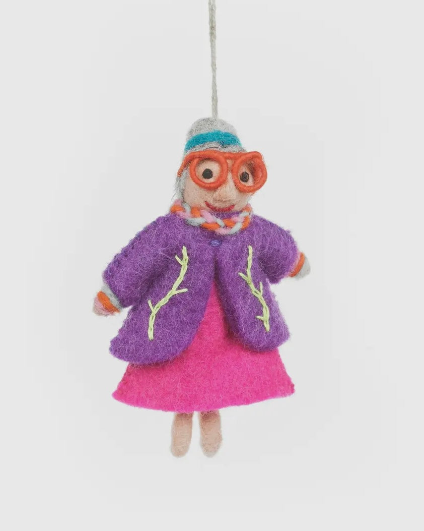 Handmade Felt Groovy Granny Decoration