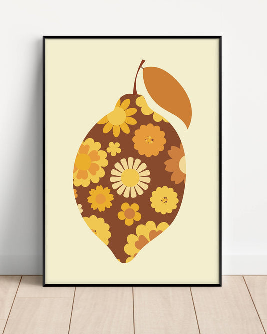 Retro Lemon A4 Print
