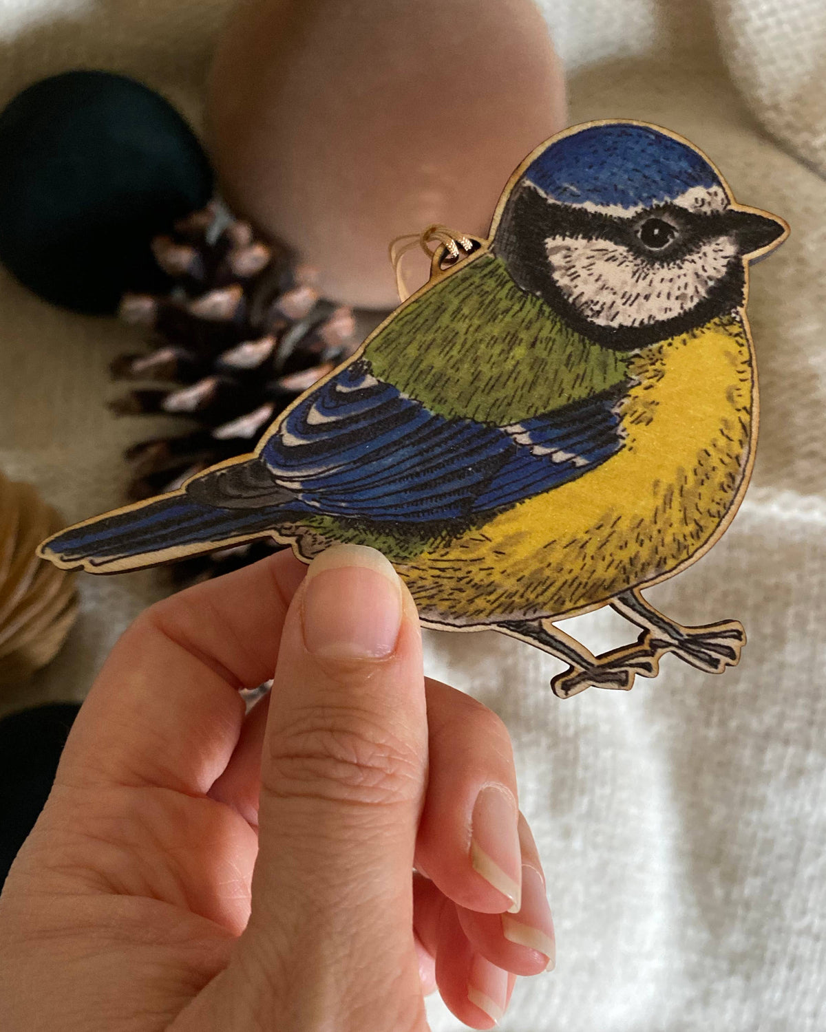 Blue Tit Wooden Christmas Decoration