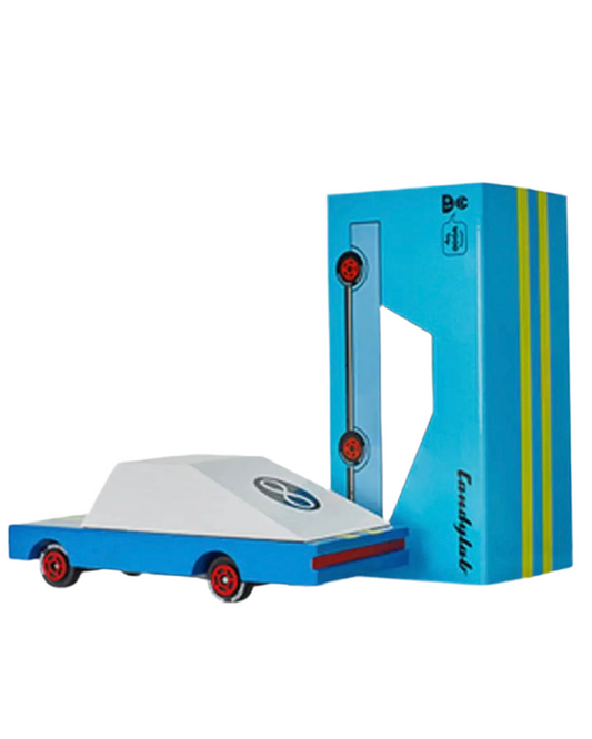Wooden Blue Racer #8 Toy Car